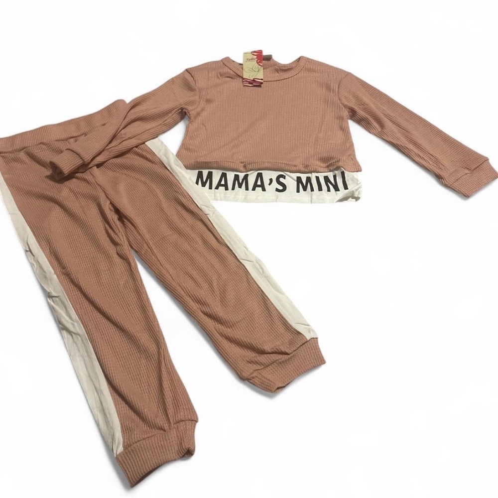 Fashion Pink rose and white long sleeve top with matching pants size 4- 5T